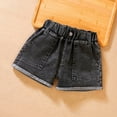 thumbnail image 3 of XBASW Kids Toddler Girls Denim Shorts Summer Solid Color Jeans Shorts Girls Grain Button Short Pants for 3-9 Years, 3 of 5