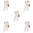 thumbnail image 1 of Minnieouse Mujer Verano Primavera Pantalones Bolsillos Largo Suelto Casual Pierna ancha Elástico Vintage De moda para salón de negocios Blanco Type2 NO2, 1 of 6