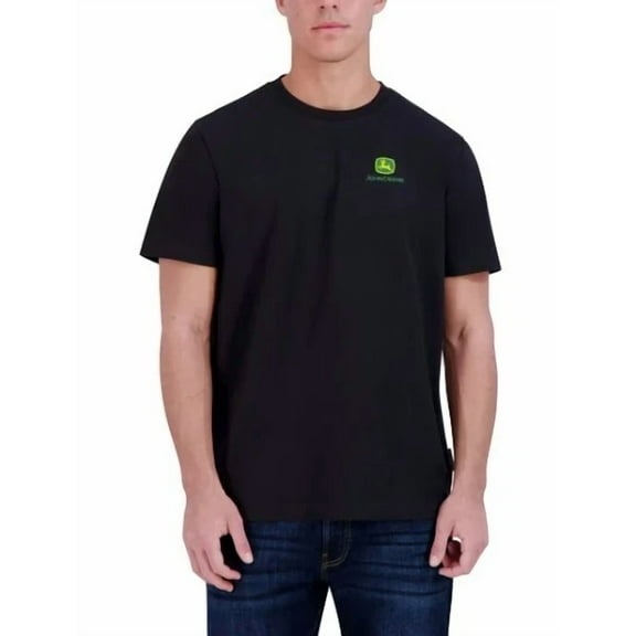John Deere Men's Short Sleeve Crew Neck Cotton Logo T-Shirt (Black, Medium)