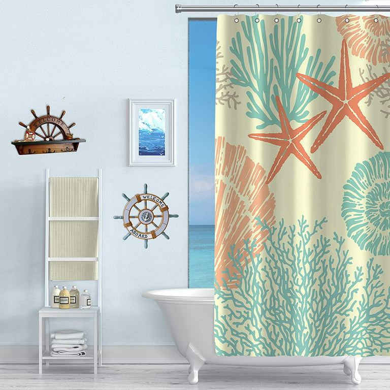 Nautical Coastal Waterproof Fabric Shower Curtains Decorative