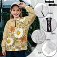 thumbnail image 6 of Uorisanigo Girls Half Zipper Sweatshirts Loose Quarter Zip Pullover Sweatshirts with Long Sleeve Fall Winter Clothes Daisy Flowers Print Half Zip Up Hoodies No Hood for Sports and Daily Wear, 6 of 7
