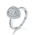 thumbnail image 2 of 1Carat Pear Cut Moissanite Pave Set Diamond Engagement Ring In 18K White Gold Plating Over Silver(D Color, VVS1 Clarity), 2 of 5