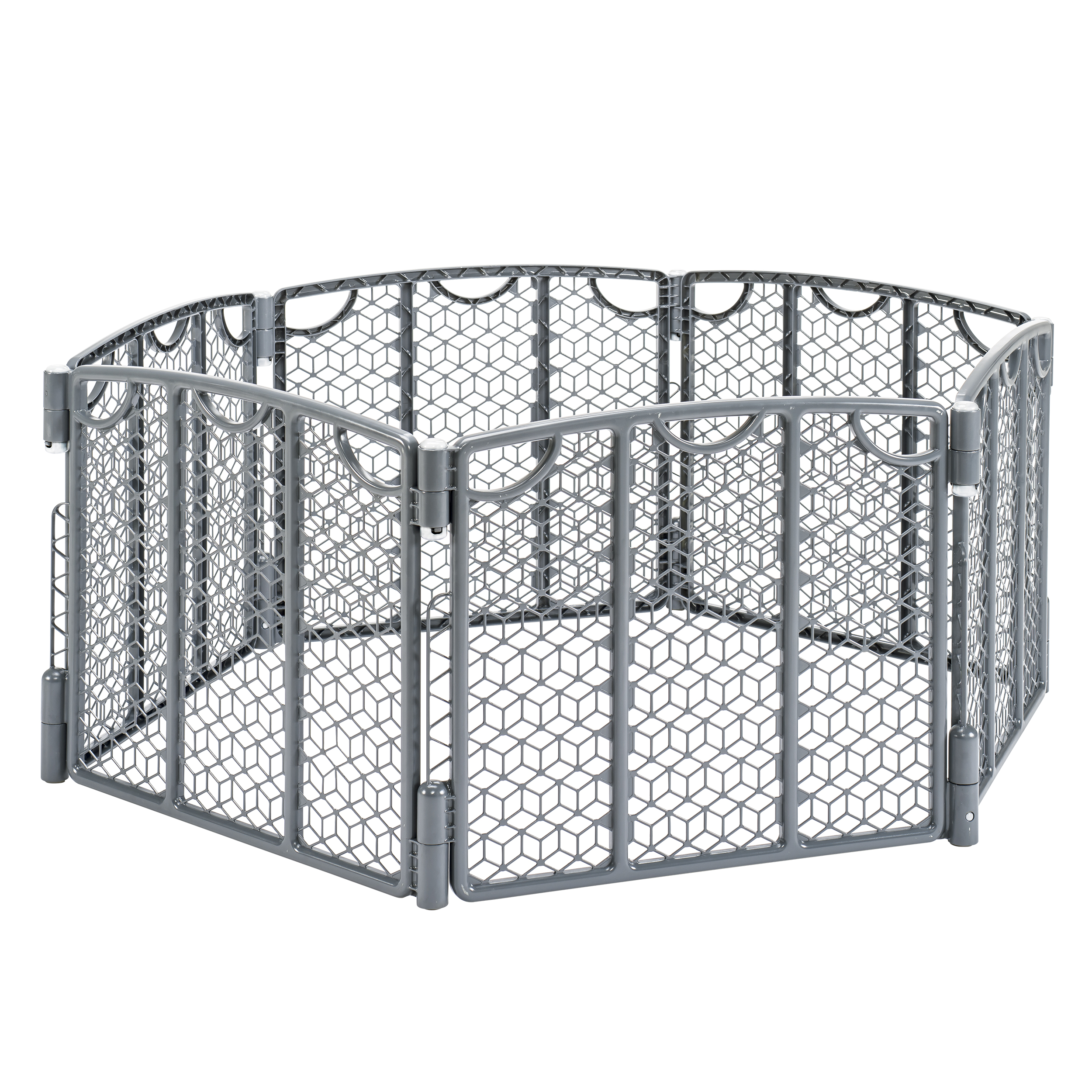 Evenflo Versatile Play Space Adjustable Freestanding Play Space Plastic Gate, 6-Panels, Cool Gray, Unisex - image 3 of 17