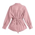 thumbnail image 4 of GZMOALH Women's Striped Button Down Long Sleeve Shirt with Back Tie and Shaped Waist, 4 of 8