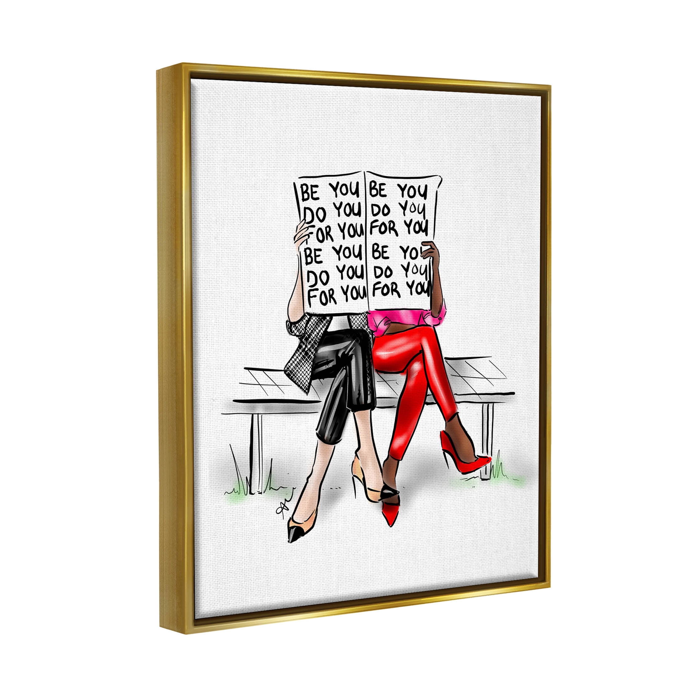Stupell Industries Be You Confidence Phrase Graphic Art Metallic Gold Floating Framed Canvas Print Wall Art, Design by Alison Petrie
