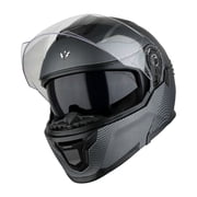 1Storm Motorcycle Street Bike Modular/Flip up Dual Visor Sun Shield Full Face Helmet: HJK920 Matte Fiber Black