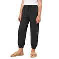 thumbnail image 4 of LYHaoo Girls Casual Jogger Pants Elastic Waistband Ankle Cuffs Soft Comfortable Kids Trousers For Daily Play And Outdoor Activities Long Pants for Girls(Black), 4 of 7