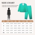 thumbnail image 4 of KLL Turquoise Light Blue Print Women's Long Sleeve Pajamas with Pants Sleepwear Loungewear 2 Set-X-Large, 4 of 8