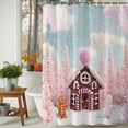 thumbnail image 4 of Pink Christmas Shower Curtain, Xmas Farmhouse Tree Blue Sky Snowflake Waterproof Fabric Shower Curtains with 12 Hooks, Bathroom Curtain Set for Bathroom Accessories Decor, 66 x 72 Inches, 4 of 9