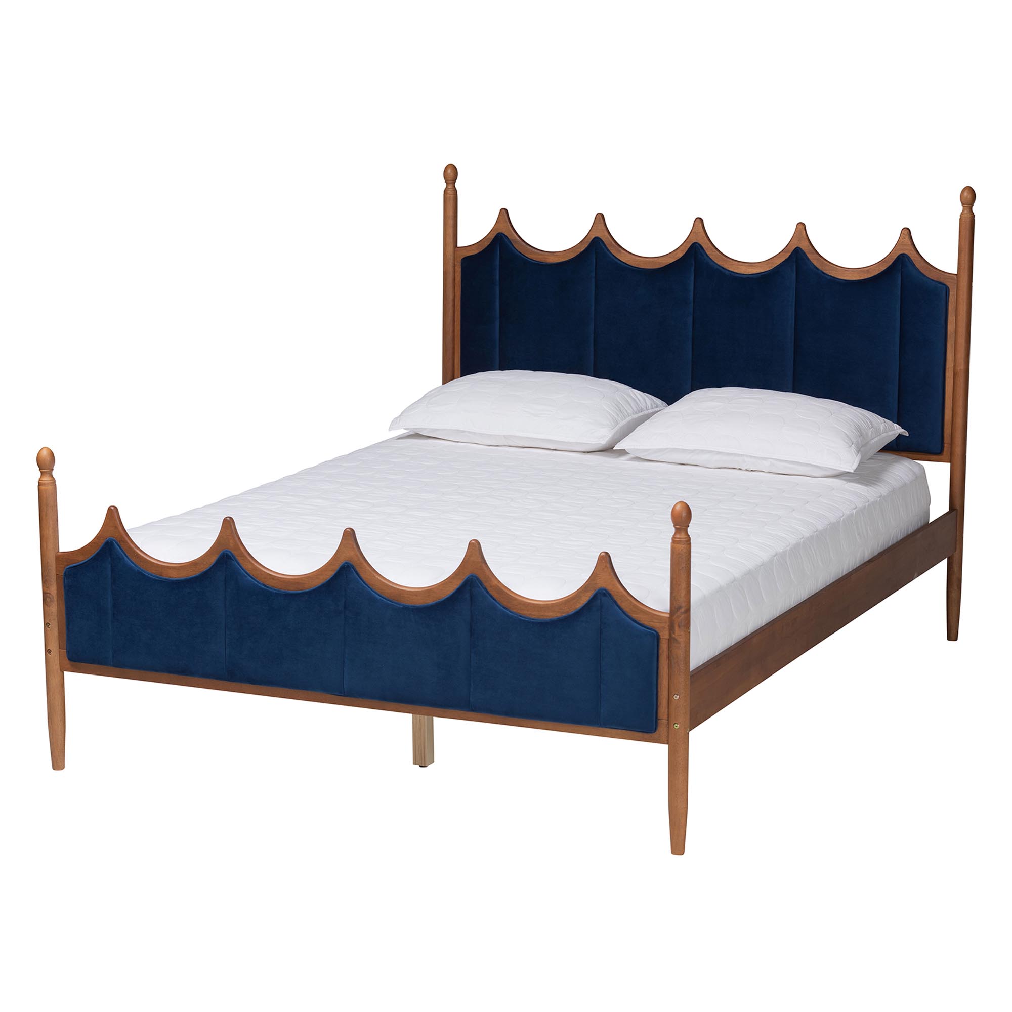 Baxton Studio Calgary Retro-Modern Platform Bed, Queen, Walnut Brown