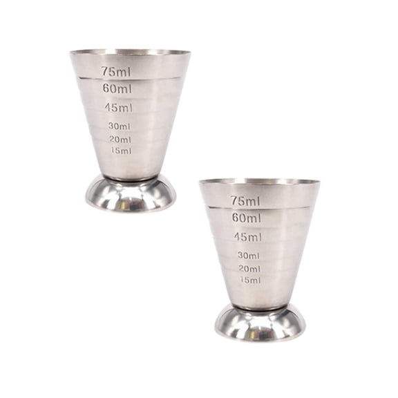 Clearance Glass&Bottle under $7 Measuring Cup Cocktail Jigger Stainless Steel Graduated Cup For Liquid Or Dry Mini Shot Glass Up To 2.5oz 75ml Silver