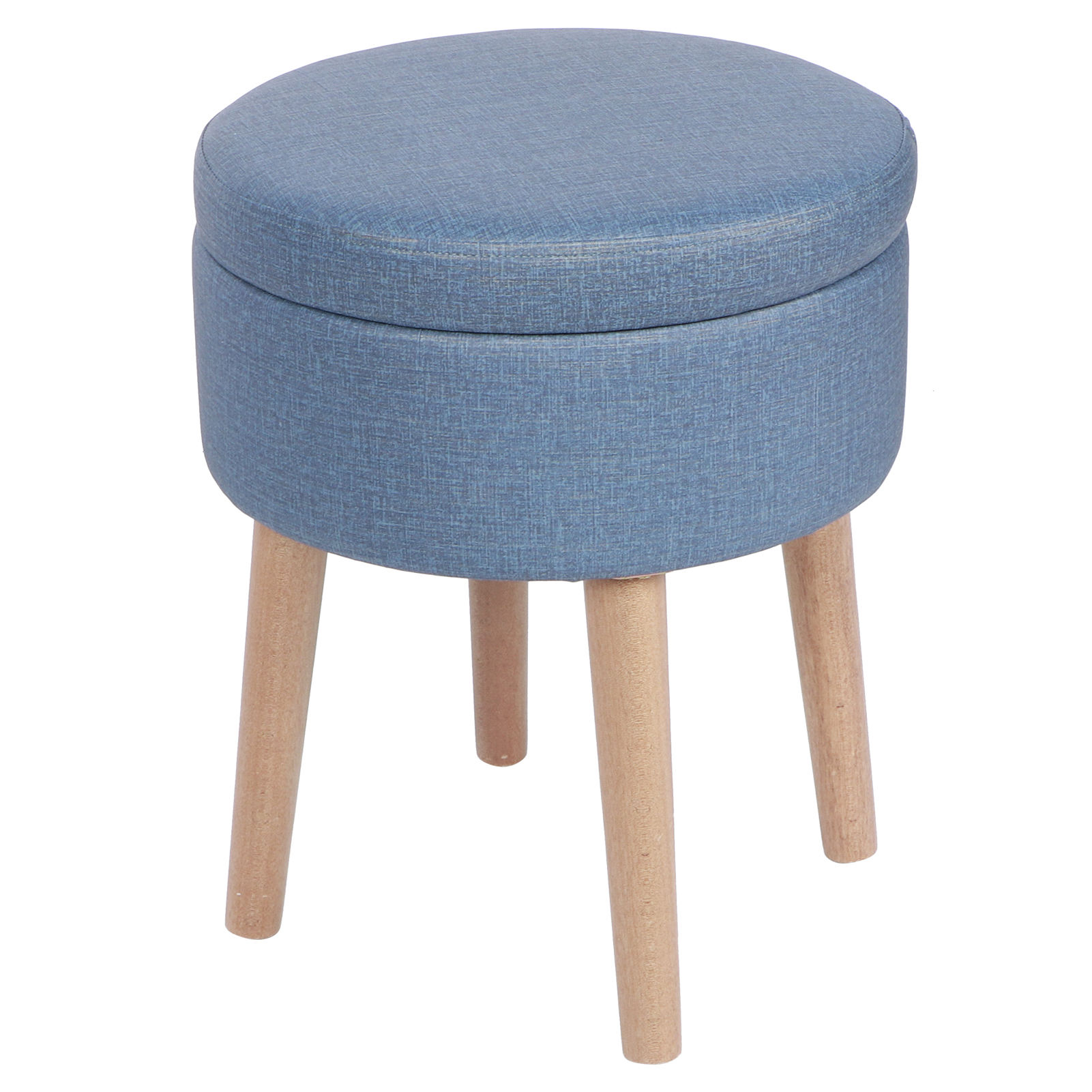 EOTVIA Round Storage Ottoman Vanity Stool, PVC Footrest Chair with