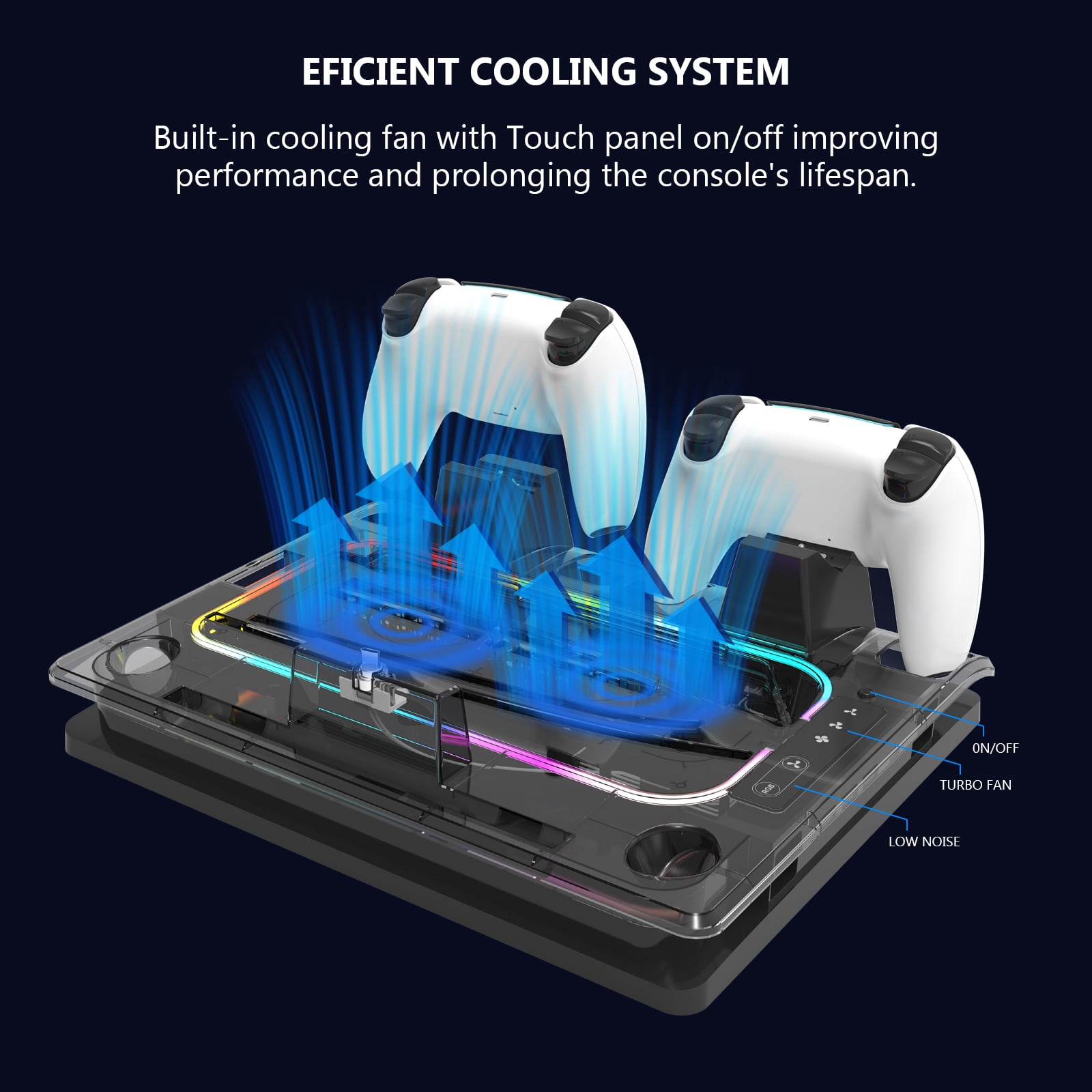 PS5 Cooling Station Fan, PlayStation Portal Charger for PS5 Stand and Cooling Station ,with RGB LED Controller Charging Dock Accessories, for PS5 Edge Controller and PS Portal Charger, Headset