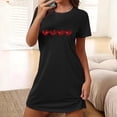 thumbnail image 1 of Camisón corto de talla grande para mujer, camisón de manga corta con estampado de pecho a la moda, camisón para mujer, 1 of 5