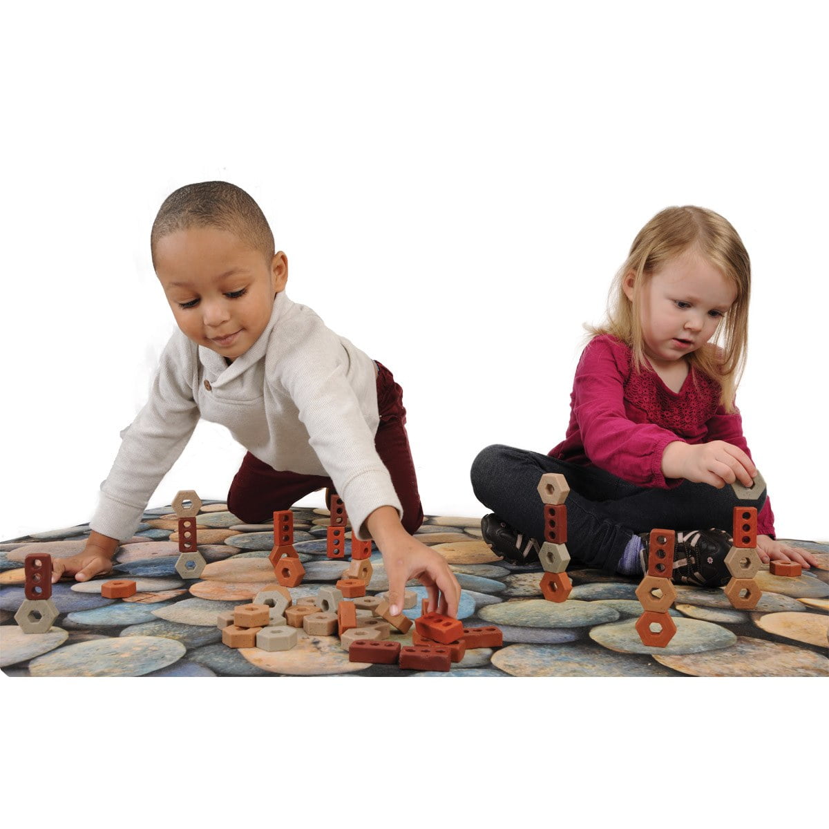 Kaplan Early Learning Company STEM Play Mat - Vibrant Real Image Pebbles Mat