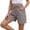 Brown, variant on Inleife Women's Striped Printed Shorts Linen Drawstring Elastic Waist Casual Shorts with Pocket for Spring Summer