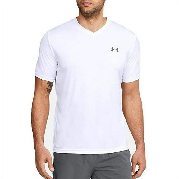 Under Armour Men's Velocity 2.0 Vneck Loose White Shirt