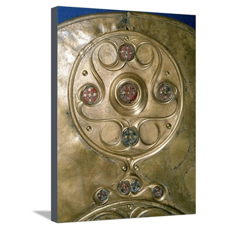 - Bronze shield decorated with studs in red glass paste, Ancient British, 1st or 2nd century BC Stretched Canvas Print Wall Art By Werner Forman