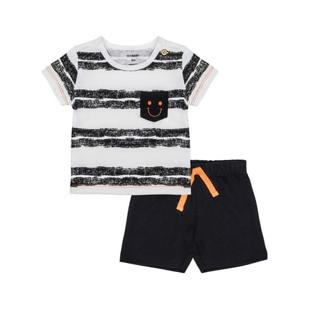 Knitted Baby Outfits - Striped Pocket Tee and Knit Shorts 2pc Outfit Set (Baby Boys)