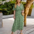 thumbnail image 6 of OAVQHLG3B V-Neck Floral Dress for Women Short Sleeve Loose Maxi Dresses Fashion Dress Women Summer 2022 Vestidos Vestir, 6 of 7