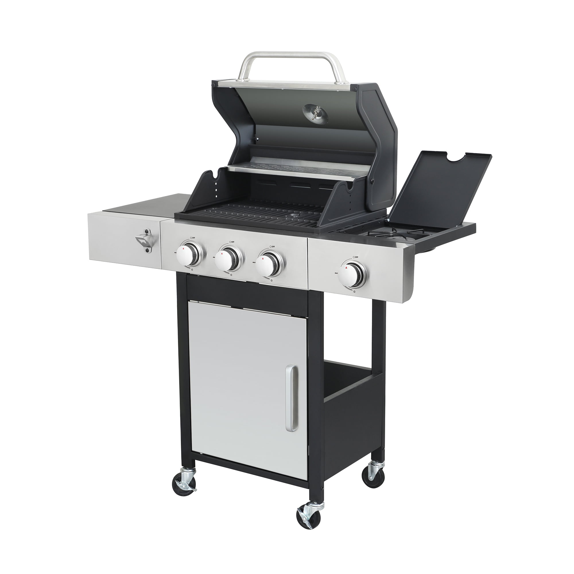 Miniyam 3 Burners BBQ Propane Gas Grill with Side Burner for Outdoor Barbecue, 37230 BTU Output