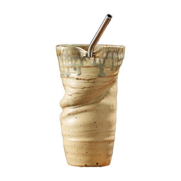Pisexur Batería de cocina Taza de cerámica de gran capacidad con forma de taza, taza de agua, taza con pajita, taza de café para la cocina del hogar