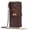 0050-Oily Skin Coffee Brown, variant on Long Bifold Leather Wallet with Snap Tab Closure and Multiple Card Slots