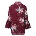 thumbnail image 5 of Uhndy Plus Size Women Boho Long Sleeve Kimono Cardigan Open Front Floral Casual Blouse, 5 of 5