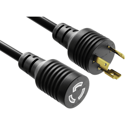 Cable Leader 6ft NEMA L5-15P to L5-15R Locking Power Extension Cord, 14AWG, Black