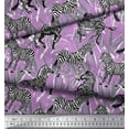 thumbnail image 3 of Soimoi Purple Poly Georgette Fabric Leaves & Wild Animal Print Fabric by The Yard 52 Inch Wide, 3 of 3