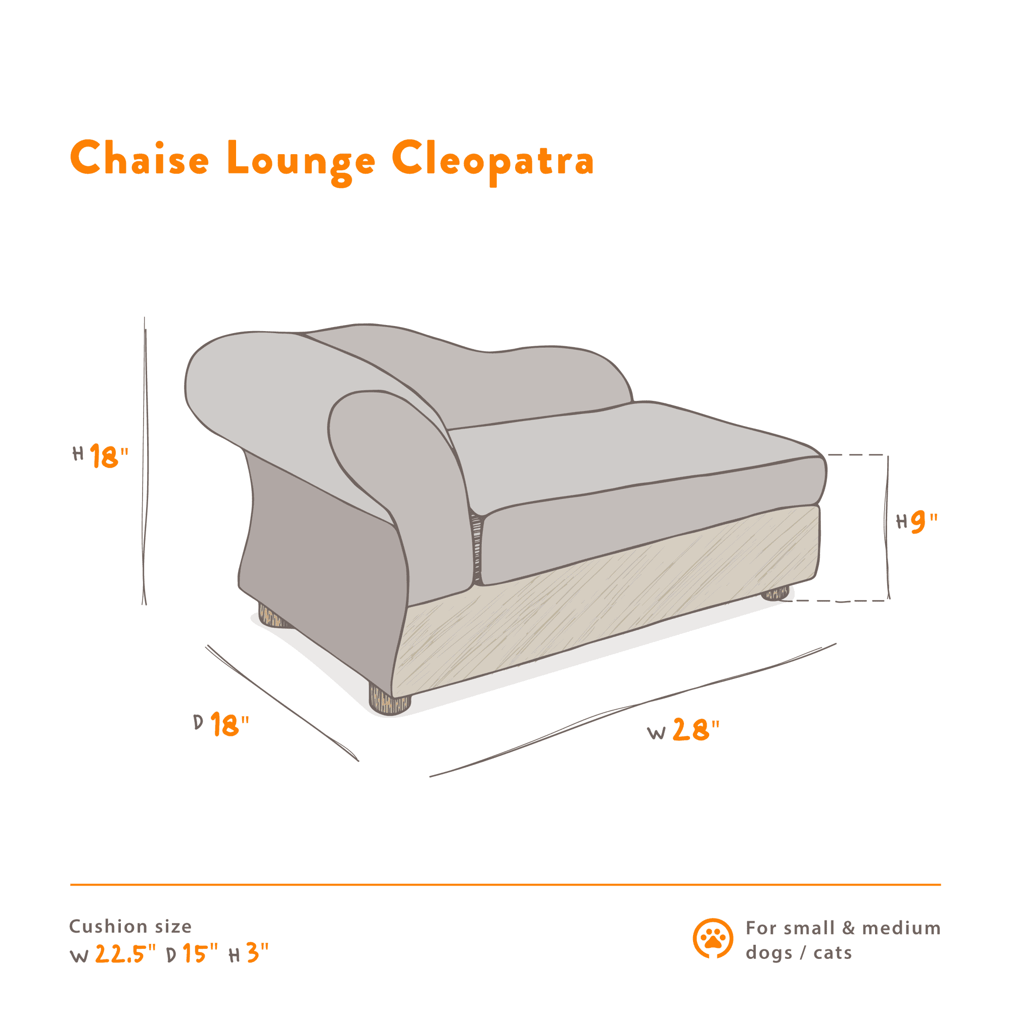 Moots Cleopatra Pet Chaise Lounge Bed Elegant Chocolate Brown, Medium