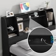 thumbnail image 3 of Someet Queen Headboard with Storage, Bookcase Headboards with 2 USB & 2 Type-C Port & Power Outlets & LED Light, Durable and Sturdy, Black, 3 of 11