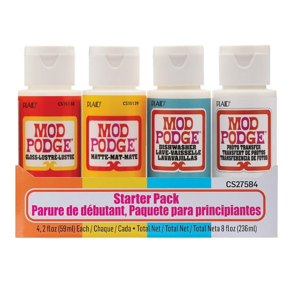 Mod Podge 4 Piece Decoupage Starter Pack Kit, 2 fl oz