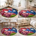 thumbnail image 4 of Large Round Rug 8Ft, National Flag Non-Slip Washable Circle Rugs Carpet, Red Blue Rooster Farmhouse Art Indoor Outdoor Rug Floor Mats Throw Runner for Bedroom Living Room Bathroom, 4 of 8
