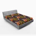 thumbnail image 2 of Ambesonne Petunia Themed Fitted Sheet, Night Jungle Flowers, King Size, Pale Olive Green Hot Pink, 2 of 5