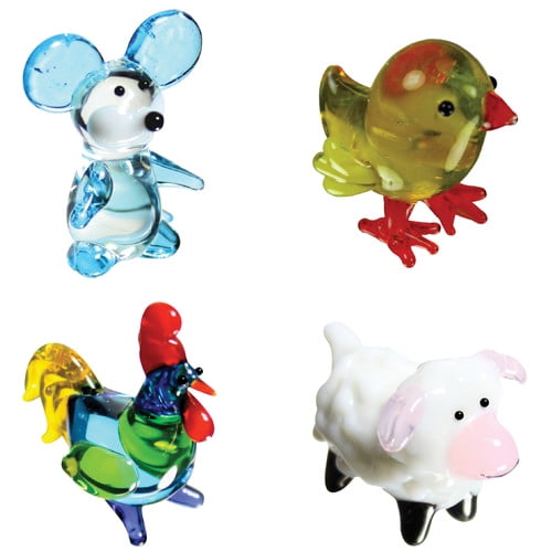 BrainStorm Looking Glass Miniature Glass Figurines, 4Pack, Mouse