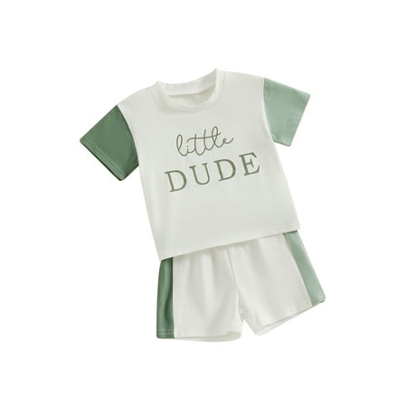 

Mioliknya Baby Boys Shorts Set Contrast Color Letters Print T-shirt Shorts