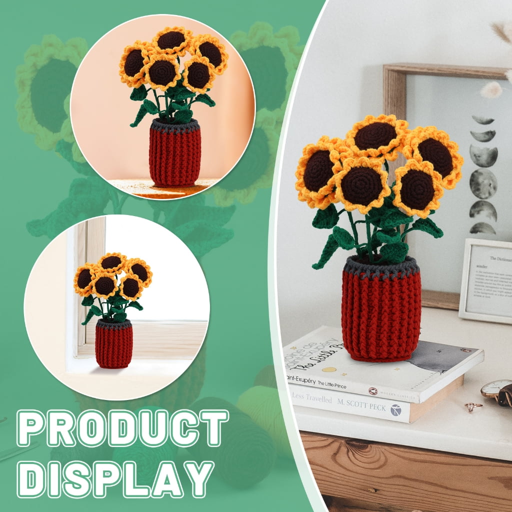 Beginners Crochet Kits Crochet Flower Kits with Crochet Hook, Yarn Balls, Needle, Instructions, Accessories