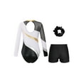 thumbnail image 4 of TSSOE Girls Kids Sequin Metallic Gymnastics Leotard with Shorts Dance Unitard Biketards Dancewear White&Black 8, 4 of 5