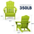 thumbnail image 4 of Wulful Folding Plastic HDPE Patio Adirondack Chair, Apple Green, 4 of 5