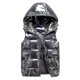 thumbnail image 1 of Chaleco acolchado brillante unisex con capucha y cuello levantado para hombres y mujeres, 1 of 4