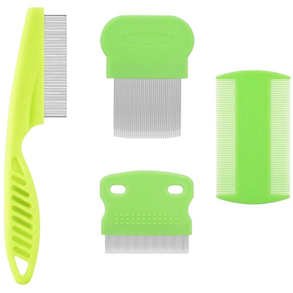 4-Piece Pet Grooming Comb Set, Stainless Steel Fine Tooth Combs for Dogs and Cats, Tear Stain and Debris Remover