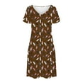 thumbnail image 3 of Dresses for Women Plus Size Short-sleeved V-neck Summer Print Casual Dress, 3 of 5