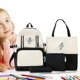 thumbnail image 4 of Juego de mochila de gran capacidad, 4 piezas, útiles educativos para estudiantes universitarios con mochila, bolso de mano, estuche para lápices y bolso bandolera, lona duradera, ligera y, 4 of 9