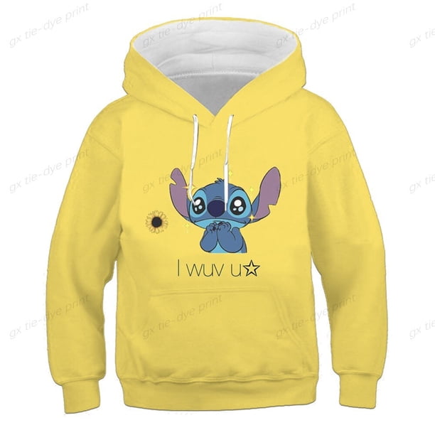 Sudadera con capucha de manga larga con estampado 3d de aguja azul Kawaii de Disney, jersey Popular de moda de otoño para niños, sudadera con capucha bonita y divertida 120 zhangmengya CONDUJO