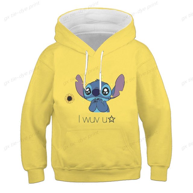 Sudadera con capucha de manga larga con estampado 3d de aguja azul Kawaii de Disney, suéter Popular de moda de otoño para niños, sudadera con capucha bonita y divertida 110 zhangmengya CONDUJO