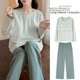 thumbnail image 3 of Pijama de manga larga para mujer, de otoño, de algodón fino con dibujos animados, para el hogar, con almohadilla para el pecho, se puede usar al aire libre, traje de primavera, otoño e invierno., 3 of 5