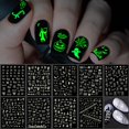 thumbnail image 1 of TailaiMei 15 hojas de pegatinas de uñas de Halloween que brillan en la oscuridad, diseño fluorescente, pegatinas de uñas autoadhesivas, puntas de arte de uñas para mujeres, manicura, 1 of 1