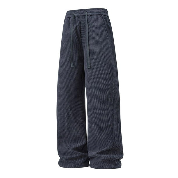 Ceisia Men's Trendy Solid Color Gift Elastic Drawstring Waist Casual Sport Trousers with Pockets