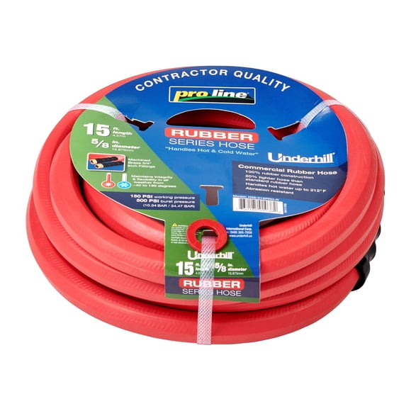 Underhill Proline Rubber Series Heavy-Duty Garden Hose for Hot or Cold Water, Lightweight, 500 PSI BP, 150 PSI WP, H58-015PRO-R 5